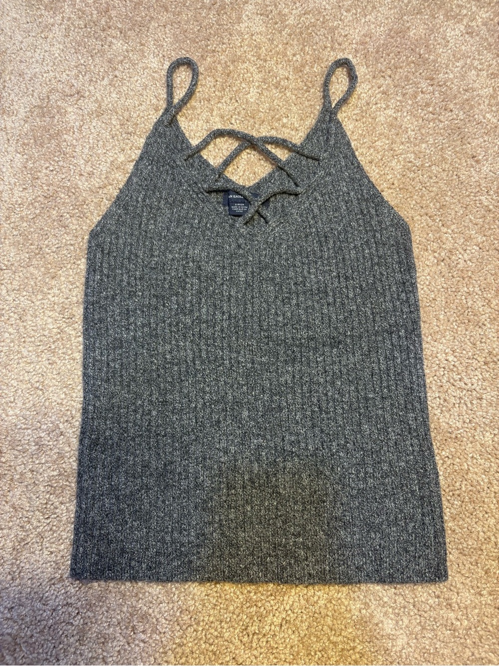 American Eagle Outfitters Charcoal Ribbed Crisscross Tank